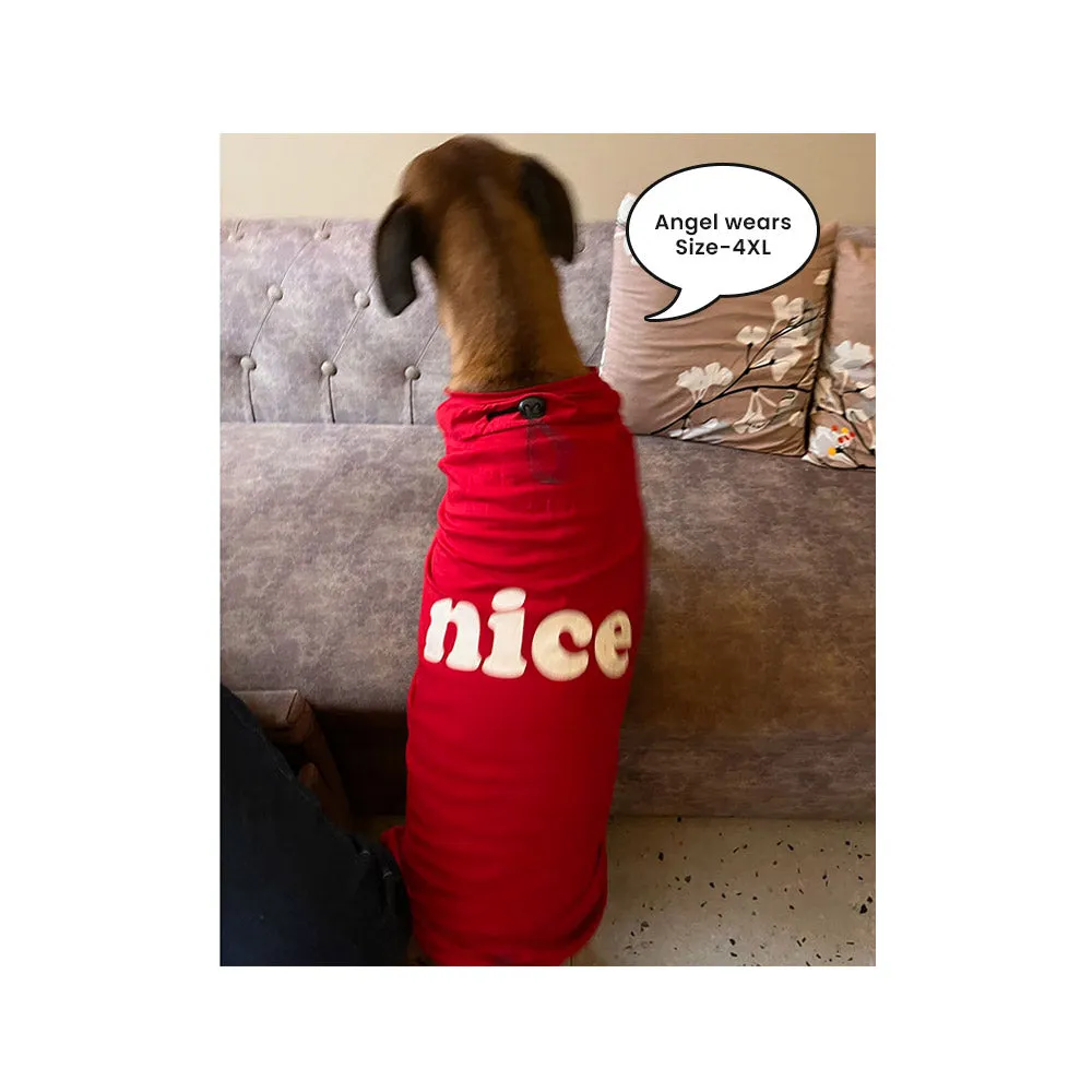 A a Pets' Graphic Printed (Nice) T-Shirt for Dog, Puppy and Cat | Round Neck | Breathable Costumes | 100% Cotton