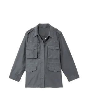 Anemone Studded Utility Jacket | Light Grey / Light Blue