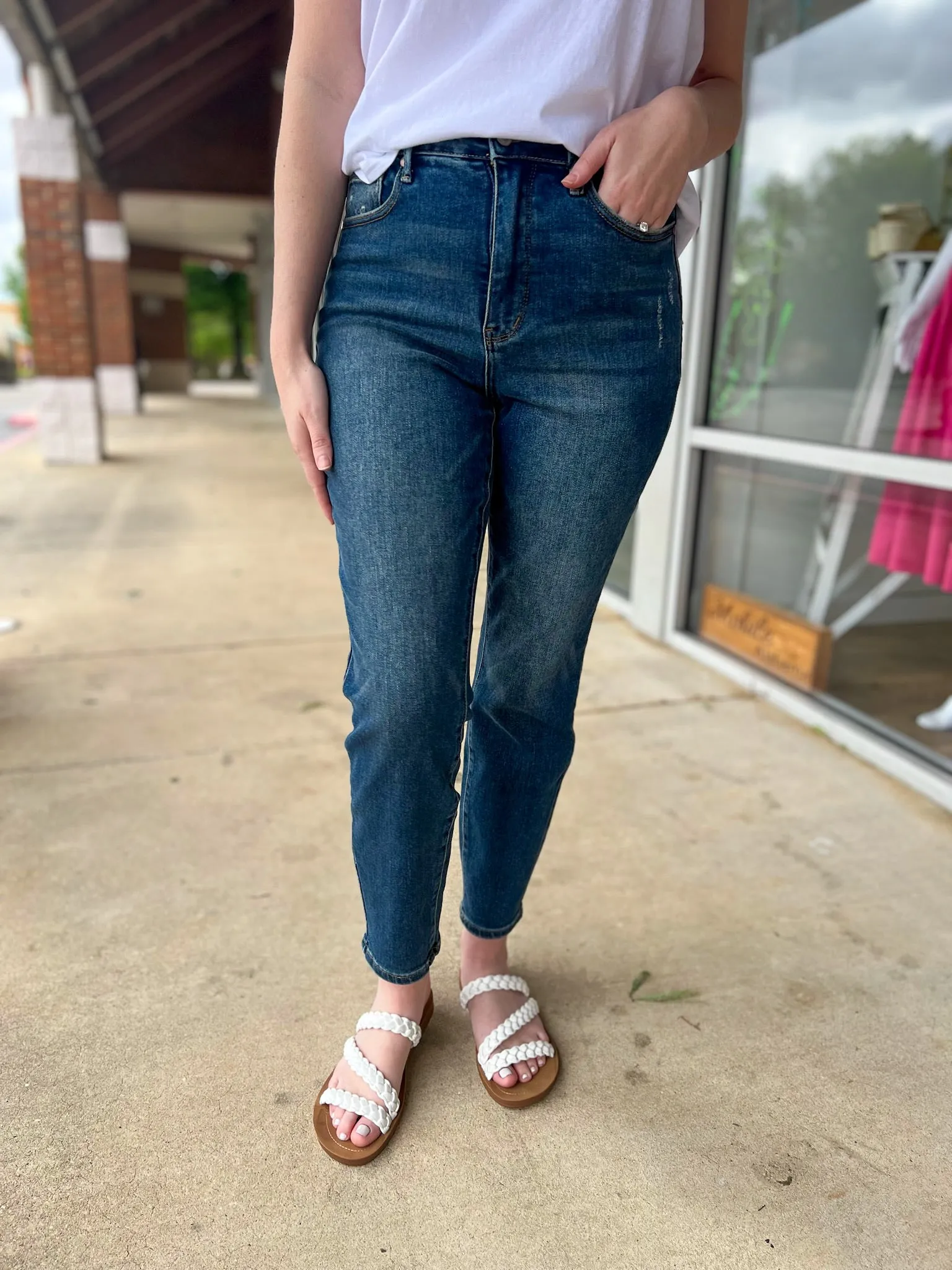 Judy Blue Dark HW Slim Jeans with Tummy Control