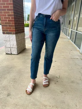 Judy Blue Dark HW Slim Jeans with Tummy Control