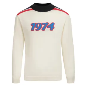 Men's vintage white apricot 1974 turtleneck knit tee