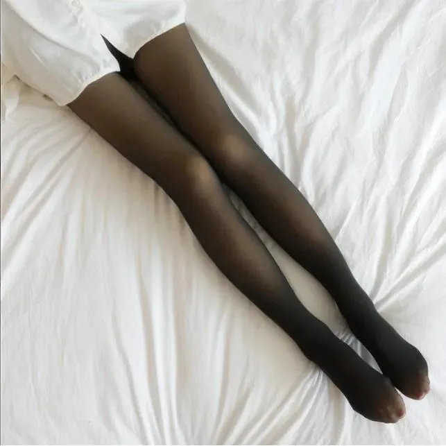 Thicken Tights Winter Translucent Slim Thermal Fleece Lined Pantyhose
