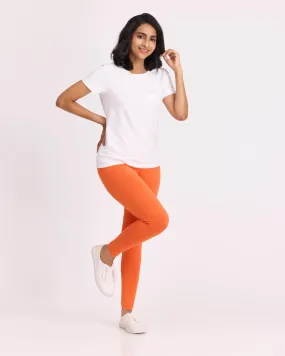 Women Cotton Ankle Legging - Light Orange